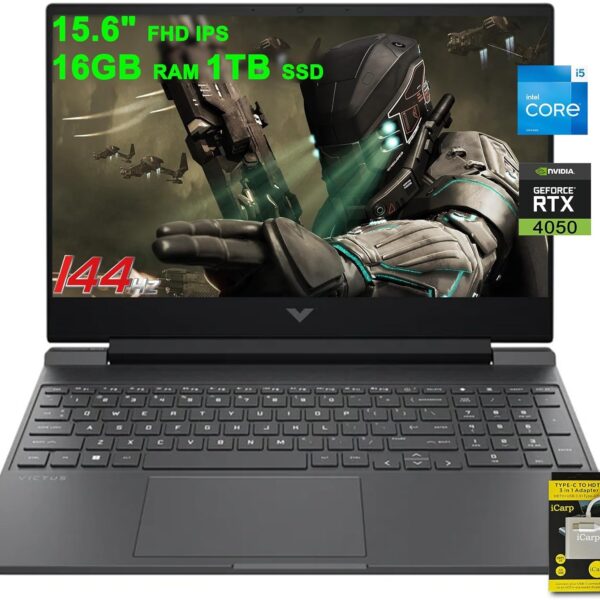 HP (Upgraded) Victus Gaming Laptop 15.6" FHD IPS 144Hz Intel 8-core i5-13420H (i7-12650H) 16GB RAM 1TB SSD GeForce RTX 4050 6GB Backlit USB-C B&O Fast Charge Win11 w/ICP Accessory