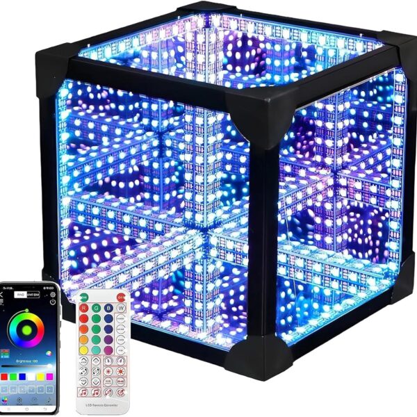 3d Infinity Mirror Tunnel Light Cube, Smart Led Rgb Lamp With App, Remote Control, Sound Reactive